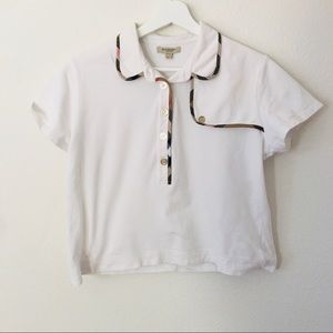 Burberry White Crop Polo Sz XL